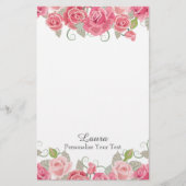  roze Floral Briefpapier (Voorkant)