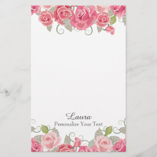 roze Floral Briefpapier
