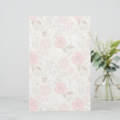  roze Floral Briefpapier (Staand voorkant)