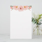 Roze Floral Briefpapier (Staand voorkant)