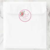  roze Floral bruiloft Dank je Ronde Sticker (Tas)
