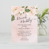 Roze Floral Brunch en bloedig Vrijgezellenfeest Kaart (Staand voorkant)