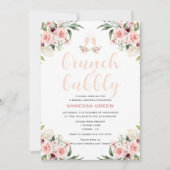 Roze Floral Brunch en Bubble Vrijgezellenfeest Kaart (Voorkant)