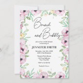 Roze Floral Brunch en Bubble Vrijgezellenfeest Kaart (Voorkant)