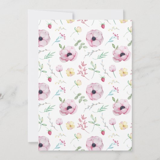 Roze Floral Brunch en Bubble Vrijgezellenfeest Kaart (Achterkant)