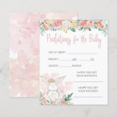 Roze Floral Bunny Baby shower Predicted Game (Voorkant / Achterkant)