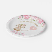 Roze Floral Bunny Ballon Birthday Paper Bord (Gekanteld)