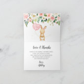 Roze Floral Bunny en Heart Balloon Hartelijk dank Bedankkaart (Binnen)