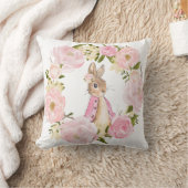 Roze Floral Bunny Rabbit Baby Girl Nursery Room Kussen (Deken)
