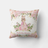 Roze Floral Bunny Rabbit Baby Girl Nursery Room Kussen (Achterkant)