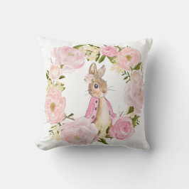 Roze Floral Bunny Rabbit Baby Girl Nursery Room Kussen