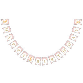 Roze Floral Bunny Rabbit Birthday Baby shower Vlaggetjes