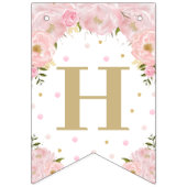 Roze Floral Bunny Rabbit Birthday Baby shower Vlaggetjes (Tweede vlag)