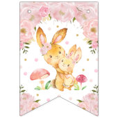 Roze Floral Bunny Rabbit Birthday Baby shower Vlaggetjes (Eerste vlag)
