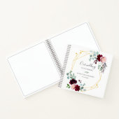 Roze Floral Burgundy Fall Wedding Guestbook Notitieboek (Binnen)