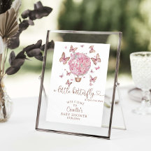 Roze Floral Butterflies Girl Baby shower