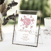 Roze Floral Butterflies Girl Baby shower Poster