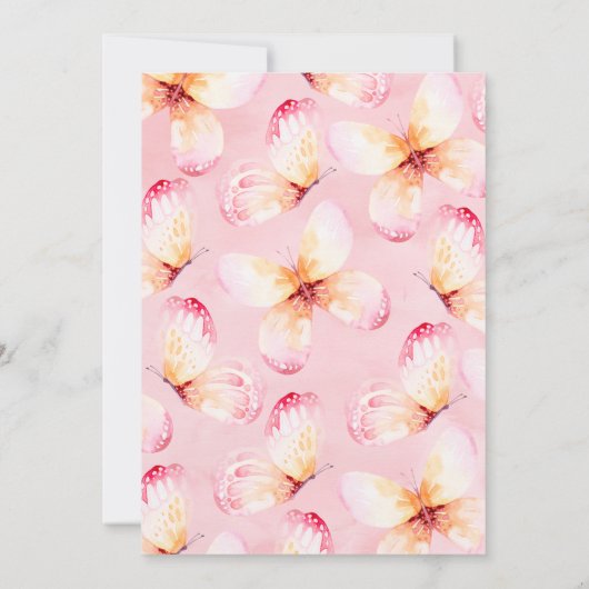 Roze Floral Butterflies Gold Glitter Text Birthday Kaart (Achterkant)