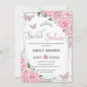 Roze Floral Butterflies Sweet Sixteen 16 verjaarda Kaart (Voorkant)