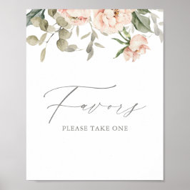 Roze Floral Butterfly Baby shower Favors Sign Poster