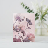Roze Floral Butterfly Briefkaart (Staand voorkant)