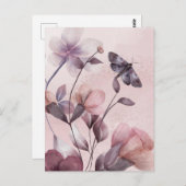 Roze Floral Butterfly Briefkaart (Voorkant / Achterkant)