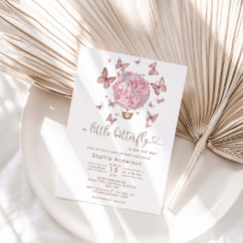 Roze Floral Butterfly Girl Baby shower Kaart