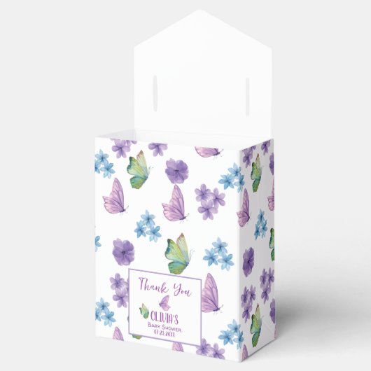 Roze Floral Butterfly Girl Baby shower Welkom Bedankdoosjes (Geopend)