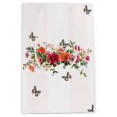Roze Floral Butterfly Medium Cadeauzakje (Voorkant)