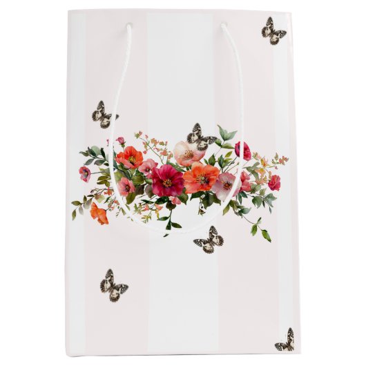 Roze Floral Butterfly Medium Cadeauzakje (Voorkant)