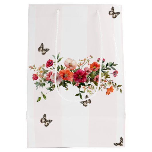 Roze Floral Butterfly Medium Cadeauzakje (Achterkant)
