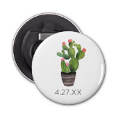 Roze Floral Cactus Button Flesopener (Voorkant)