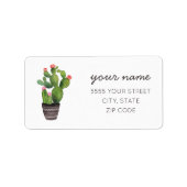 Roze Floral Cactus Etiket (Voorkant)