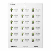 Roze Floral Cactus Etiket (Full Sheet)