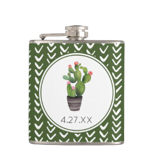 Roze Floral Cactus Heupfles