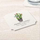 Roze Floral Cactus Kartonnen Onderzetters (Gekanteld)