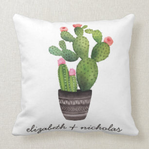 Roze Floral Cactus Kussen