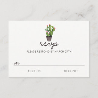 Roze Floral Cactus - RSVP-kaart RSVP Kaartje