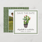 Roze Floral Cactus Save The Date (Voorkant / Achterkant)