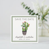 Roze Floral Cactus Save The Date (Staand voorkant)