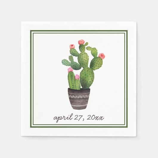 Roze Floral Cactus Servet (Voorkant)