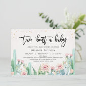 Roze Floral Cactus Taco Bout A Baby Baby shower Kaart (Staand voorkant)