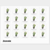 Roze Floral Cactus Vierkante Sticker (Vel)