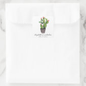 Roze Floral Cactus Vierkante Sticker (Tas)