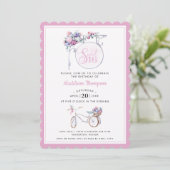 Roze Floral Cafe Sign | Zoet 16 Kaart (Staand voorkant)