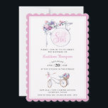 Roze Floral Cafe Sign | Zoet 16 Kaart<br><div class="desc">Deze prachtige lente,  zoete 16-jarige uitnodiging is voorzien van een café-bord in bloemen met een fiets met nog meer florale details. Rond de rand is een roze rand met een scalloped. U kunt met alle details voor uw speciale gebeurtenis personaliseren.</div>
