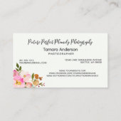 Roze Floral Camera Fotograaf Professional Visitekaartje (Achterkant)