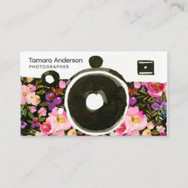 Roze Floral Camera Fotograaf Professional Visitekaartje