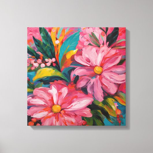 Roze Floral Canvas Afdruk (Voorkant)