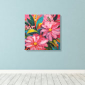 Roze Floral Canvas Afdruk (Insitu (Houten vloer))